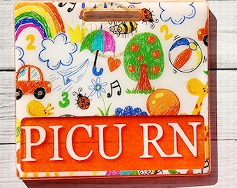 Children's Doodle Badge Buddy (Variety of Sizes), NICU, PICU, Nurse badge backer, badge card, pediatrics