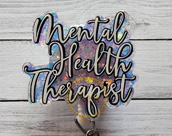Mental Health Therapist Badge Reel, MHT, Badge holder, therapy, mental health matters, family therapist, awareness month, appreciation, gift