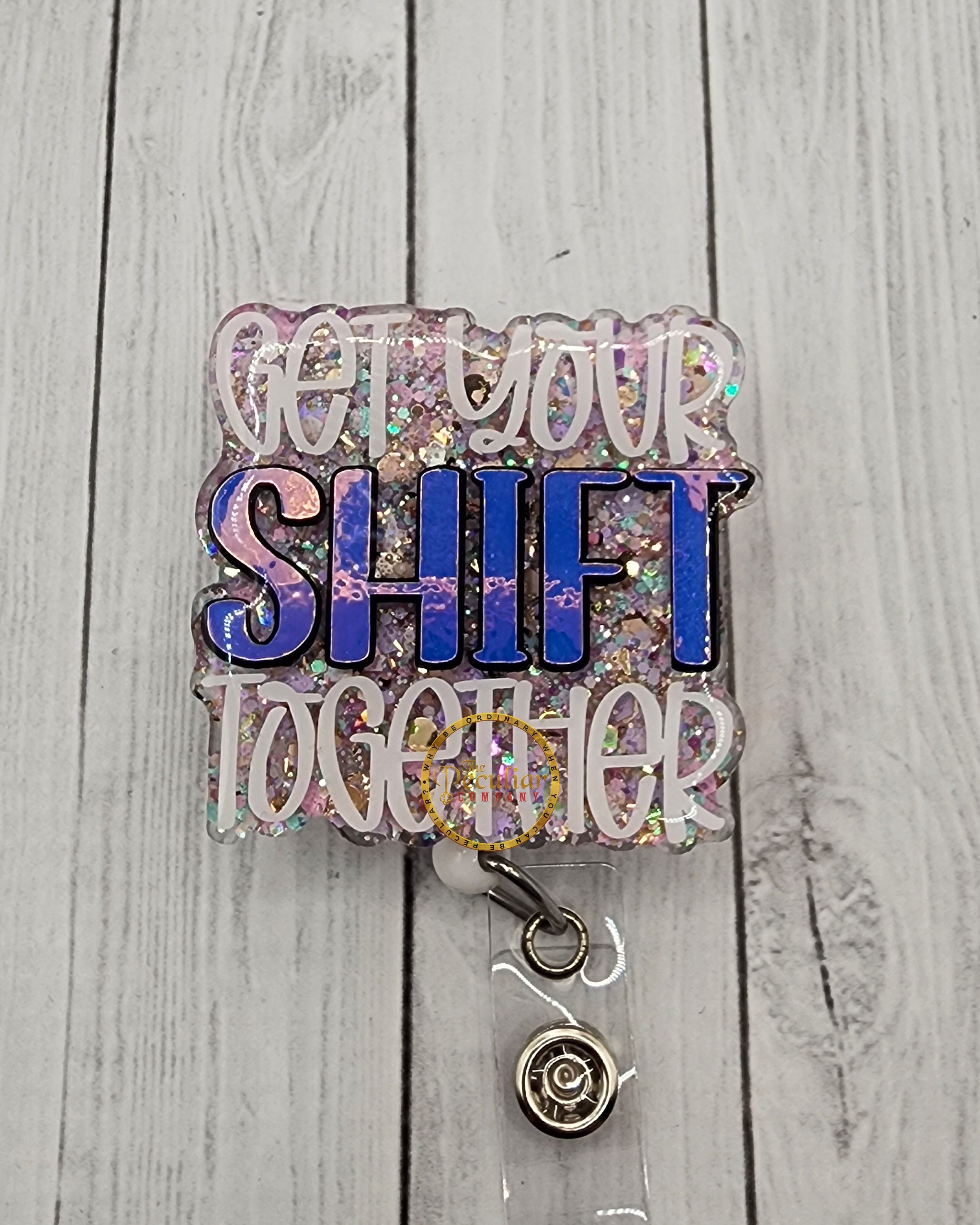 Msticey Funny Nurse Badge Reel - 'Shine Bright Like A Call Light' Glitter Retractable Holder For RN, CNA, Medical Staff