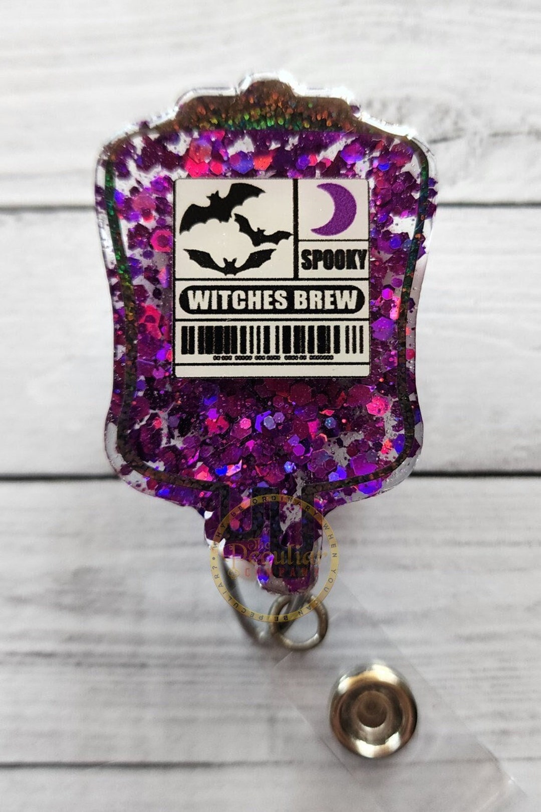 Witches Brew Blood Bag Badge Reel, Halloween, Witch, Spell, Badge