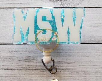 Glitter MSW Badge Reel: Sozialarbeiter Geschenk, Bewusstsein für psychische Gesundheit
