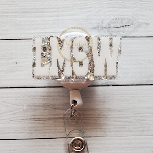 Glitter LMSW Badge Reel: Handmade Social Worker Gift
