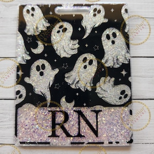 Flying Ghosts Badge Buddy (Variety of Sizes), Halloween badge buddy, Halloween badge backer, for nurses, Seasonal badge buddy