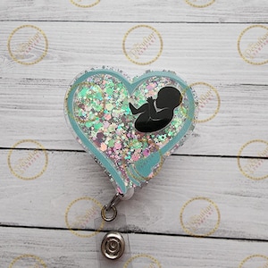 Ultrasound Badge Reel: Color-Shift Glitter, Acrylic Epoxy, Healthcare