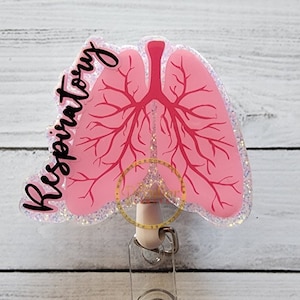 Respiratory Lungs Badge Reel: Holographic Glitter, Healthcare Gift