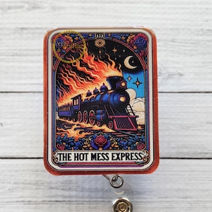 Bobine de badge de carte de tarot Hot Mess Express, porte-badge, bobine de badge drôle, cadeau d'anniversaire, cadeau de remise des diplômes, cadeau de collègue, humour