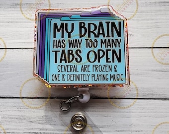 Brain Tabs Badge Reel: Funny Work Badge Holder
