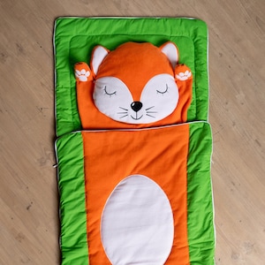 Sac de couchage pour enfants, Sac de couchage « Fox » pour la garderie Sac de couchage personnalisé pour enfants avec oreiller pour l'école - Installez-vous confortablement pour la sieste à l'école