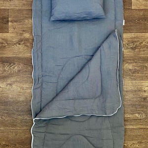 Ensemble de tapis de sieste en lin bio pour enfants, maternelle, sac de couchage en lin avec oreiller, tapis de sieste pour enfants