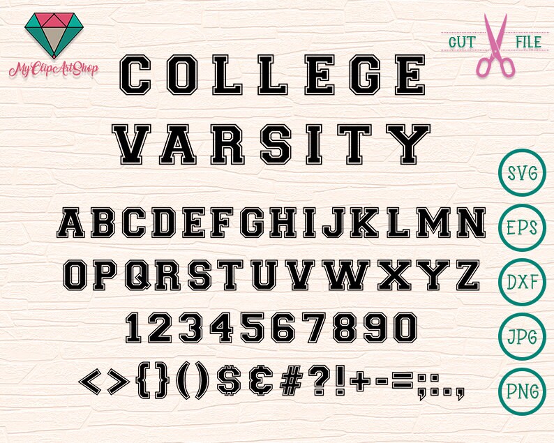 Download Digital Dowload Font Download College Font Svg Font Svg Cut Svg Varsity Font Svg Varsity College Sports Letters Varsity Alphabet Svg Art Collectibles Drawing Illustration Keyforrest Lt
