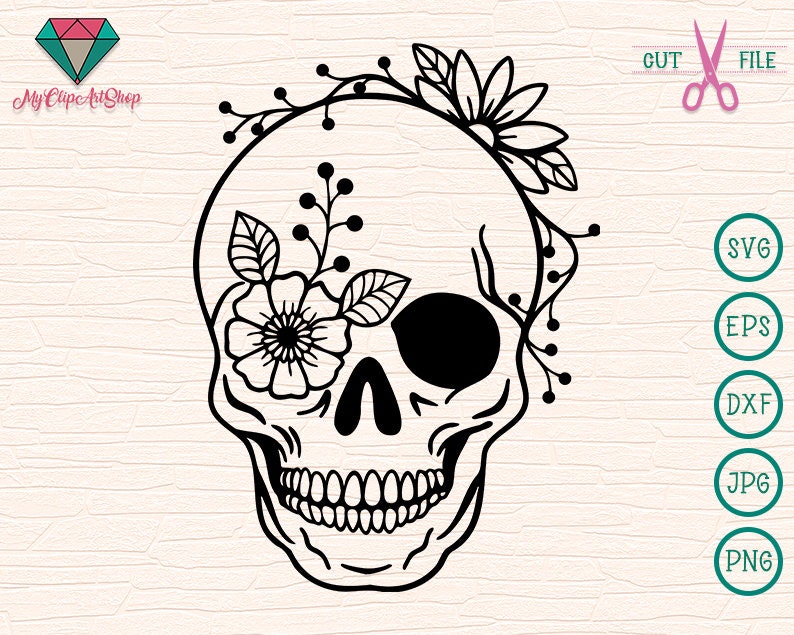 Free Free 177 Flower Skull Svg SVG PNG EPS DXF File