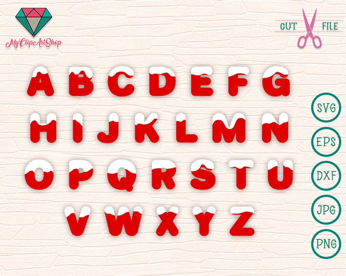 Download Christmas Alphabet SVG Snow Font SVG Christmas Font Svg | Etsy
