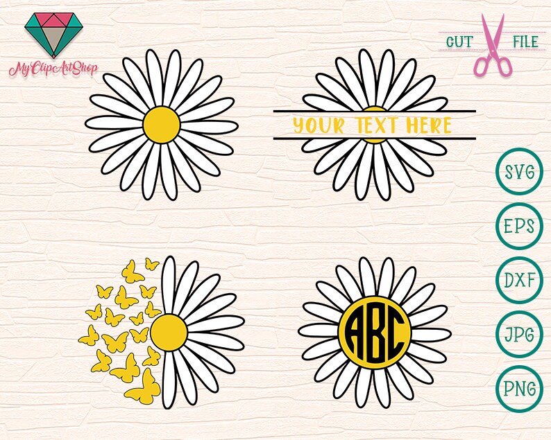 Download Daisy bundle svg Daisy png Floral svg Circle monogram svg | Etsy