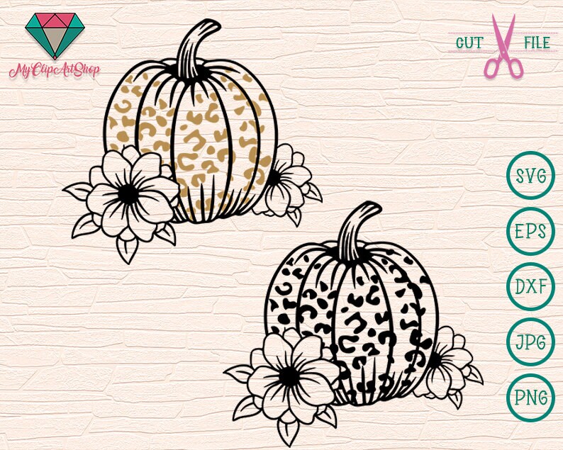 Download Floral Leopard Pumpkin Svg Flower Pumpkin cut file Halloween | Etsy