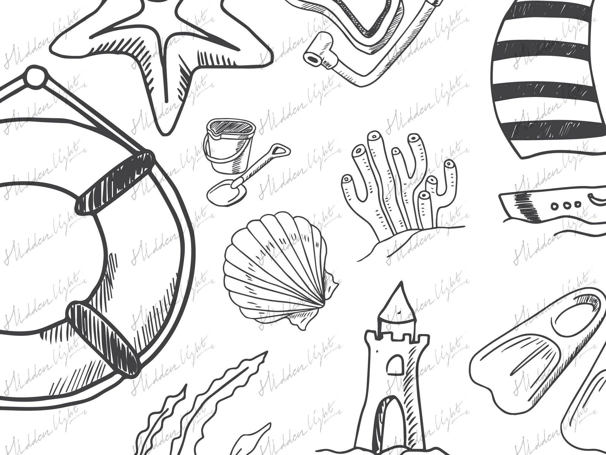 Summer Item Clipart/summer Vacation PNG File/hand Drawing Card - Etsy  Denmark