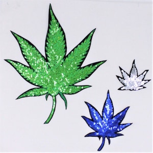 Sequin Marijuana Leaves in Multiple Colors - Ships from USA