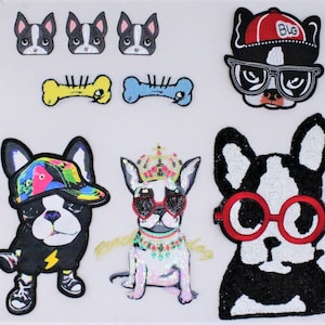 Sequin Boston Terrier Dogs Patches - Ships from USA
