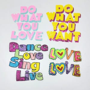 Sequin LOVE, Do What You Want, Do What You Love and Dance Love Sing Live Patches - Ships from USA