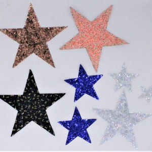 Large Various Textured Sequin Stars Patches - Ships from USA
