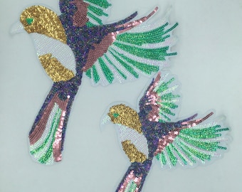 Sequin Colorful Bird in Flight Collection Patches - Ships from USA