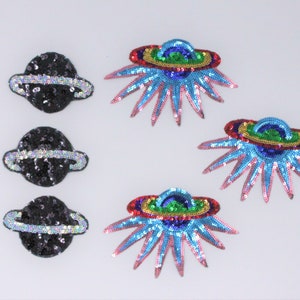 Set of 3 Sequin Planet Patches - Ships from USA