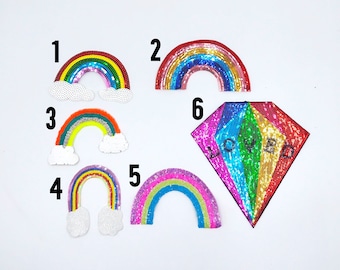 Sequin Rainbow Diamond Loved Different Types of Rainbows with Clouds Flower - Ships from USA