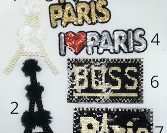 Sequin and Pearl Paris Boss Patches - Ships from USA