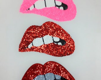 Sequin Pink and Red Biting on Lip Patches - Ships from USA