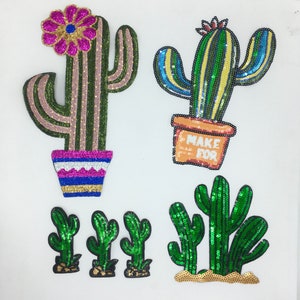 Sequin Cacti Plant Pots Patches - Ships from USA