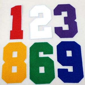 Large 8 Inch Chenille Numbers with White Border: Pick Your # / Color
