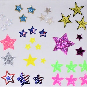 Small Various Textured Sequin and Embroidery Stars Patches - Ships from USA
