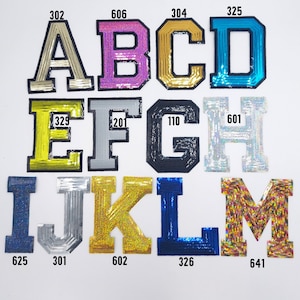 Wählen Sie Ihren Buchstaben und Farbe: 8 in Pailletten Aufbügeln Buchstaben