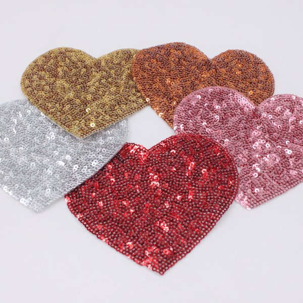 Sequin Sparkly Hearts Patches - Ships from USA