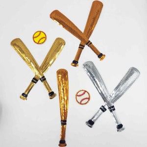 Sequin Baseball Softball Bats and Balls Patches - Ships from USA