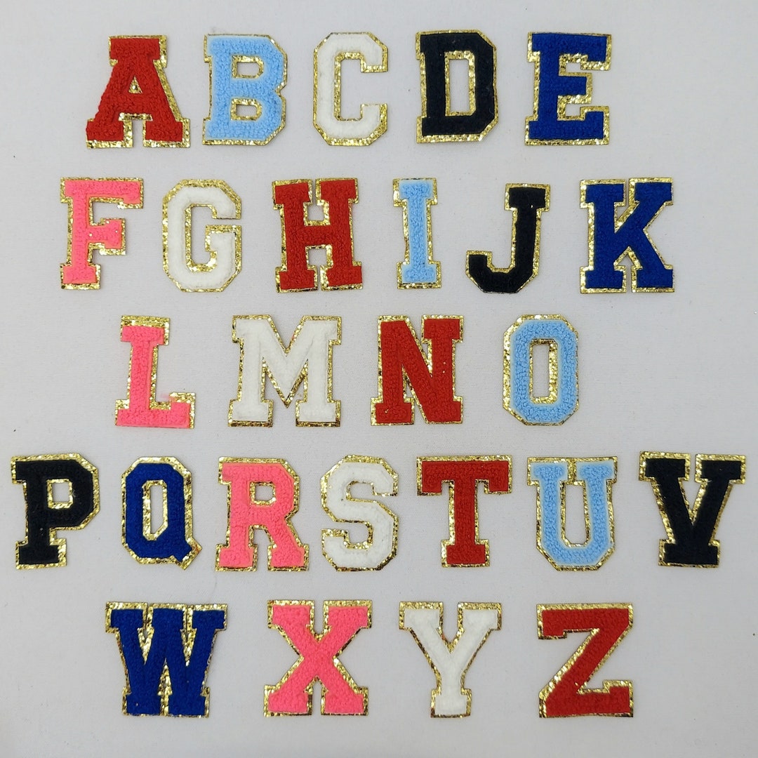 RESTOCKED! 2 Inch Chenille Letter With Gold Glitter Border: Pick Your ...