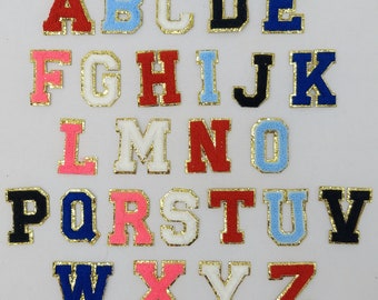 RESTOCKED! 2 Inch Chenille Letter with Gold Glitter Border: Pick Your Letter/ Color