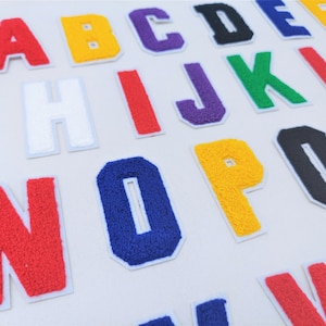 3 Inch Chenille Letters with White Background: Pick Your Letter / Color