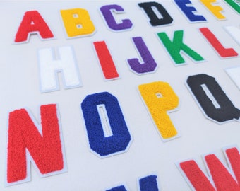 3 Inch Chenille Letters with White Background: Pick Your Letter / Color