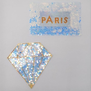 Sequin Iridescent Diamond and PARIS Patches - Ships from USA