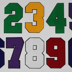 Large 8 Inch Chenille Numbers w/ Black Background: Pick Your # / Color