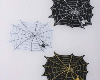 Stickerei schwarz, Gold und weiß Spinne in Spinne Web Patches für Halloween - Schiffe aus usa