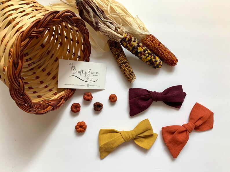 Mustard Linen Hand Tied Hair Bow