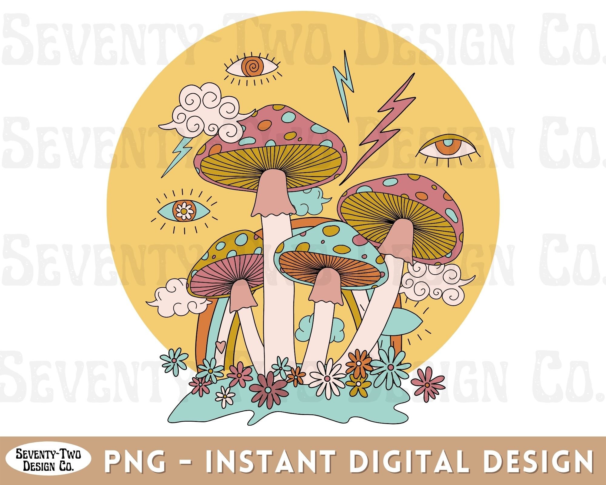 Trippy Hippie Sublimation, Trippy Hippie PNG, Digital Download,  Sublimation, Sublimate, mushrooms, camper, hiking, retro