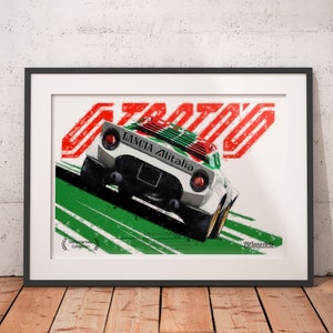 Stampa poster Lancia Stratos, poster stampato auto da rally, carta opaca di alta qualità, arte murale, illustrazione di auto, regalo
