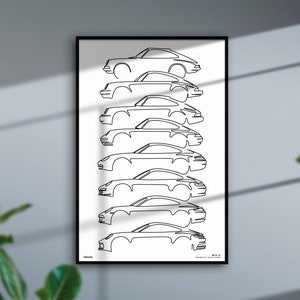 Porsche 911 Constant Evolution lineart print