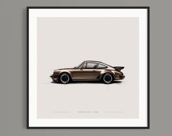 Porsche 911 Turbo 930 Kunstdruck: Handgefertigte Auto Illustration