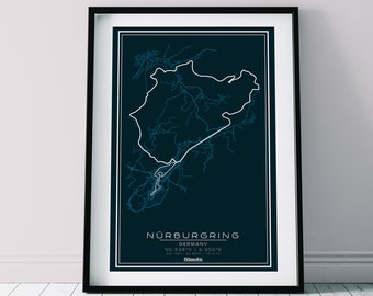Nürburgring Nordschleife Track Art - The Green Hell Race Track Silhouette - Minimalist Motorsport Wall Decor & Gift for Car Enthusiasts