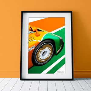 Mazda 787B Wheel Detail Illustration, Turbofan 90s motorsport art, automotive print, poster artwork, matte paper