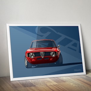 Alfa Romeo Giulia GTA 1965 Car Illustration: Automotive Art Print