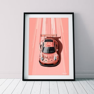 Impresión del coche de carreras Porsche 911 RSR Pink Pig
